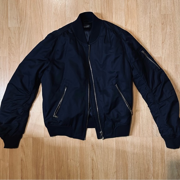 Topshop Jackets & Coats Bomber Jacket Color: Blue Size UK 12 - Picture 2 of 5